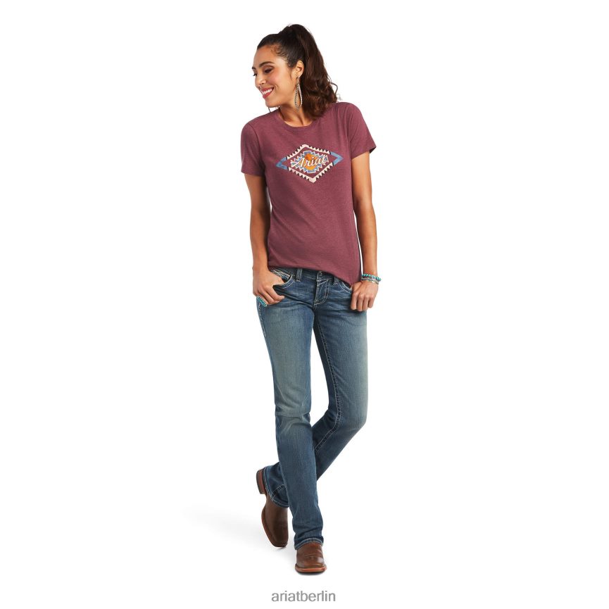 Ariat Sol-T-Shirt Frauen P4JJPR2867 Burgunderheide Spitzen