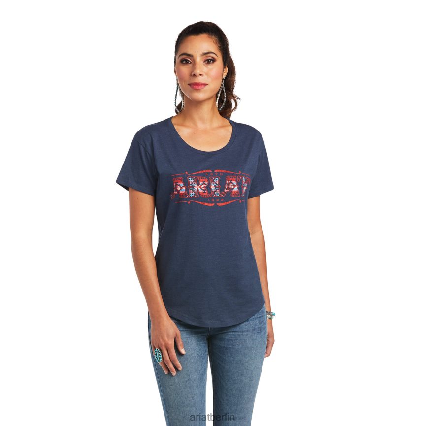 Ariat Sonora-Logo-T-Shirt Frauen P4JJPR2888 Marineblau Spitzen