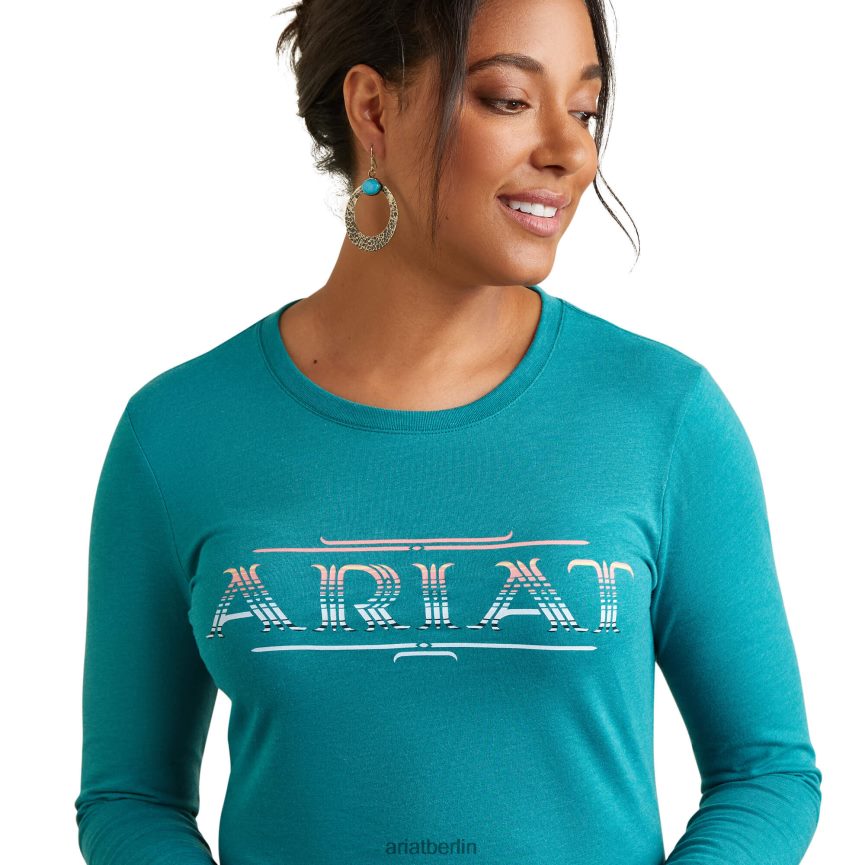 Ariat T-Shirt im Serape-Stil Frauen P4JJPR2962 blaugrünes Heidekraut Spitzen