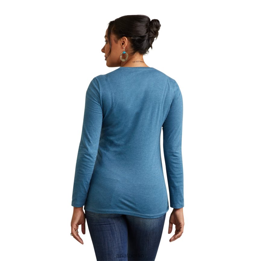 Ariat T-Shirt im Serape-Stil Frauen P4JJPR3095 stahlblaues Heidekraut Spitzen