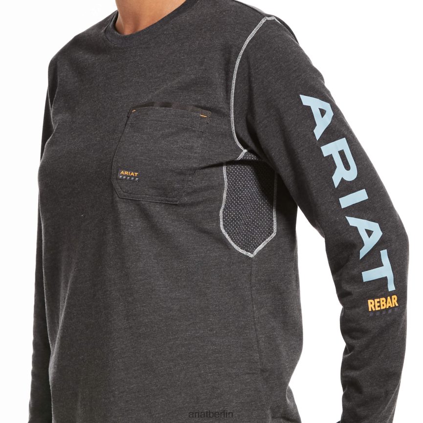 Ariat T-Shirt mit Bewehrungsarbeiter-Logo Frauen P4JJPR2799 Kohleheide Spitzen