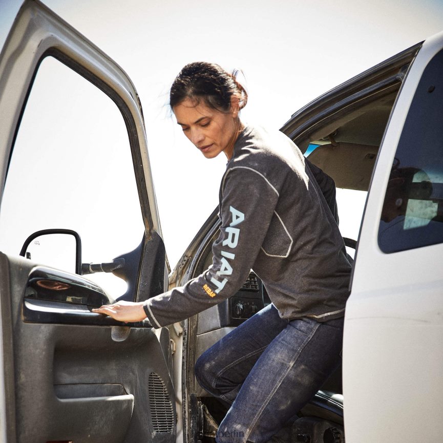 Ariat T-Shirt mit Bewehrungsarbeiter-Logo Frauen P4JJPR2799 Kohleheide Spitzen