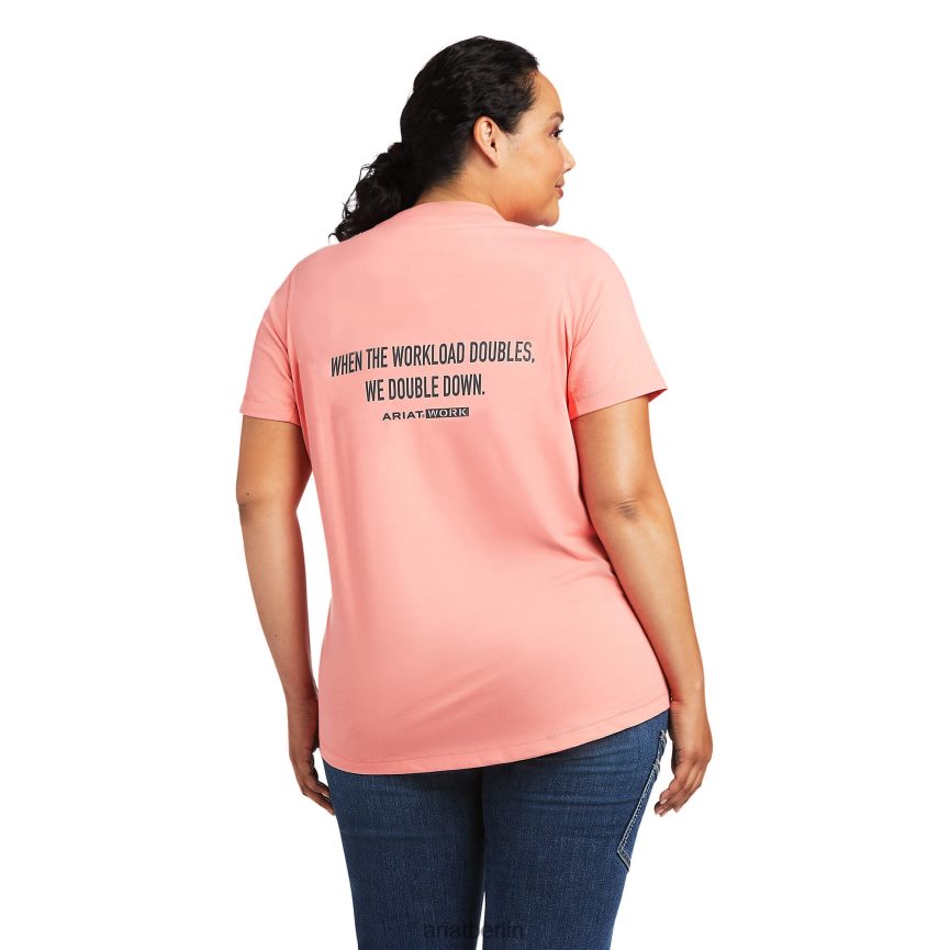 Ariat T-Shirt mit Bewehrungsarbeiter-Spruch Frauen P4JJPR3035 Sommermelone Spitzen