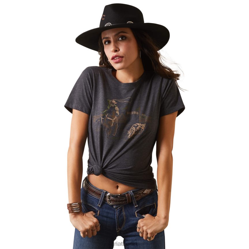 Ariat T-Shirt mit Rodeo-Stichen Frauen P4JJPR2789 Kohleheide Spitzen