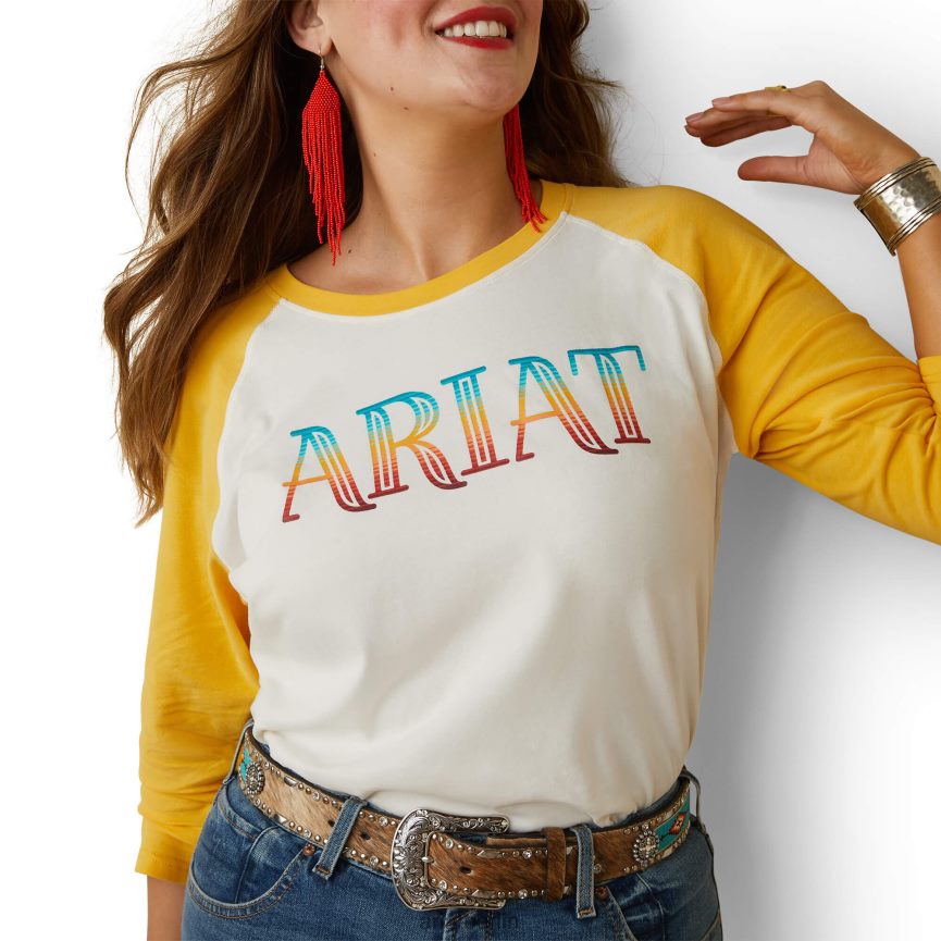 Ariat T-Shirt mit Serape-Streifen Frauen P4JJPR3271 Kokosmilch/Eigelb gelb Spitzen