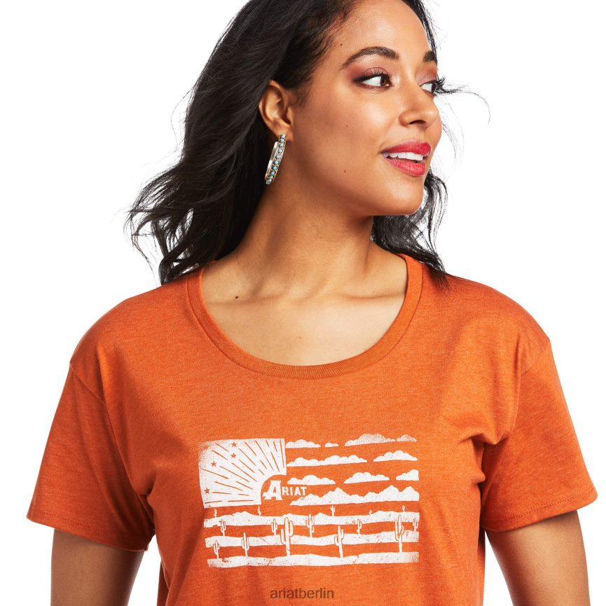 Ariat T-Shirt mit Wüstenflagge Frauen P4JJPR2952 Adobe-Heidekraut Spitzen