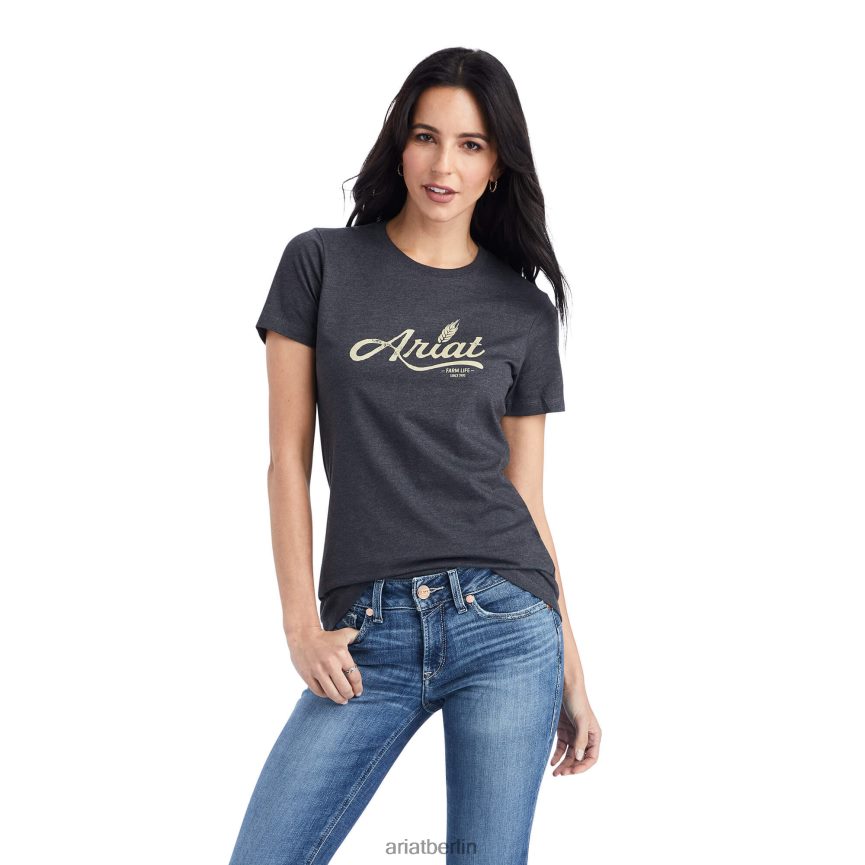 Ariat T-Shirt mit Weizen-Schriftzug Frauen P4JJPR2801 Kohleheide Spitzen