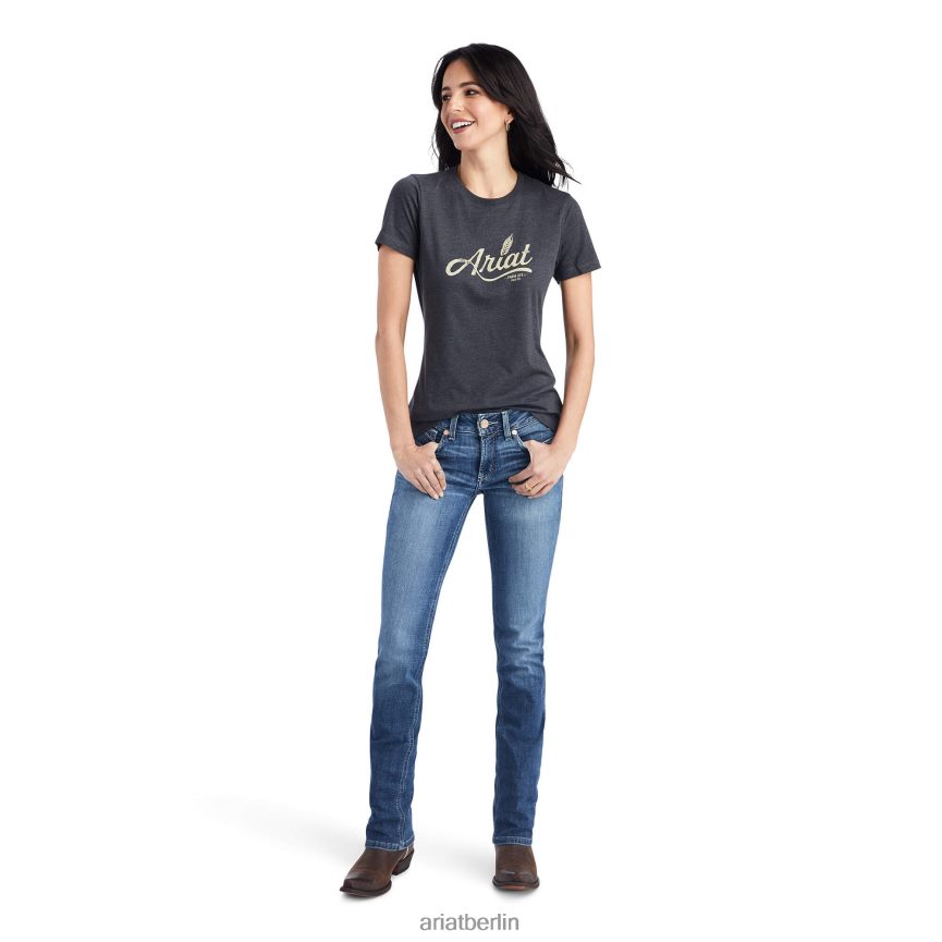 Ariat T-Shirt mit Weizen-Schriftzug Frauen P4JJPR2801 Kohleheide Spitzen