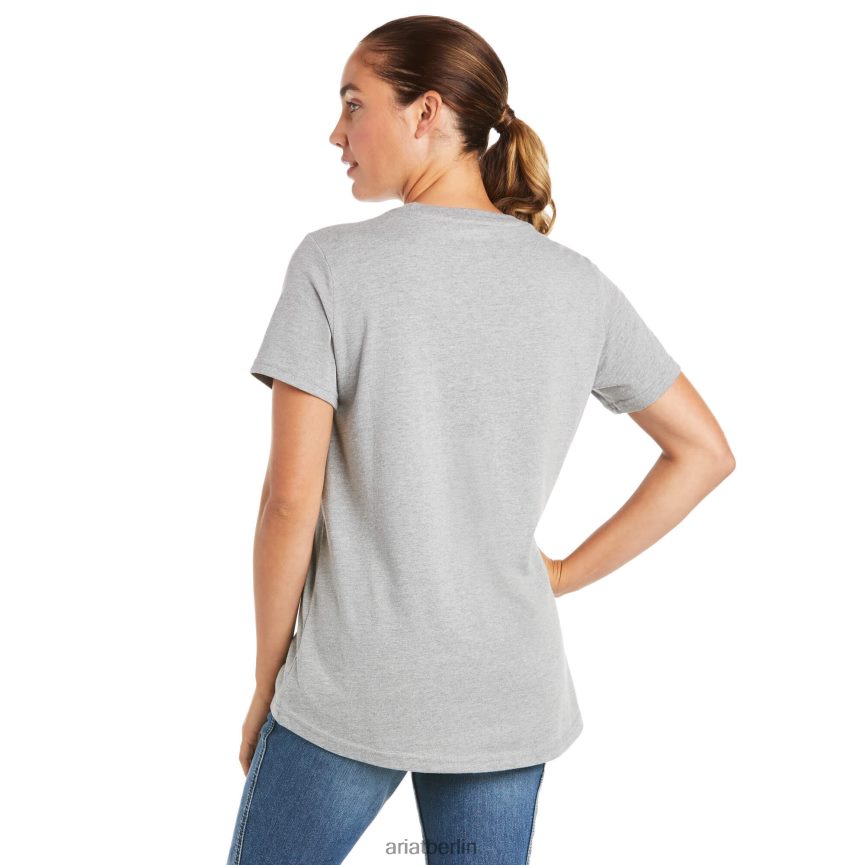 Ariat T-Shirt mit starkem Logo aus Rebar-Baumwolle Frauen P4JJPR2906 grau meliert Spitzen