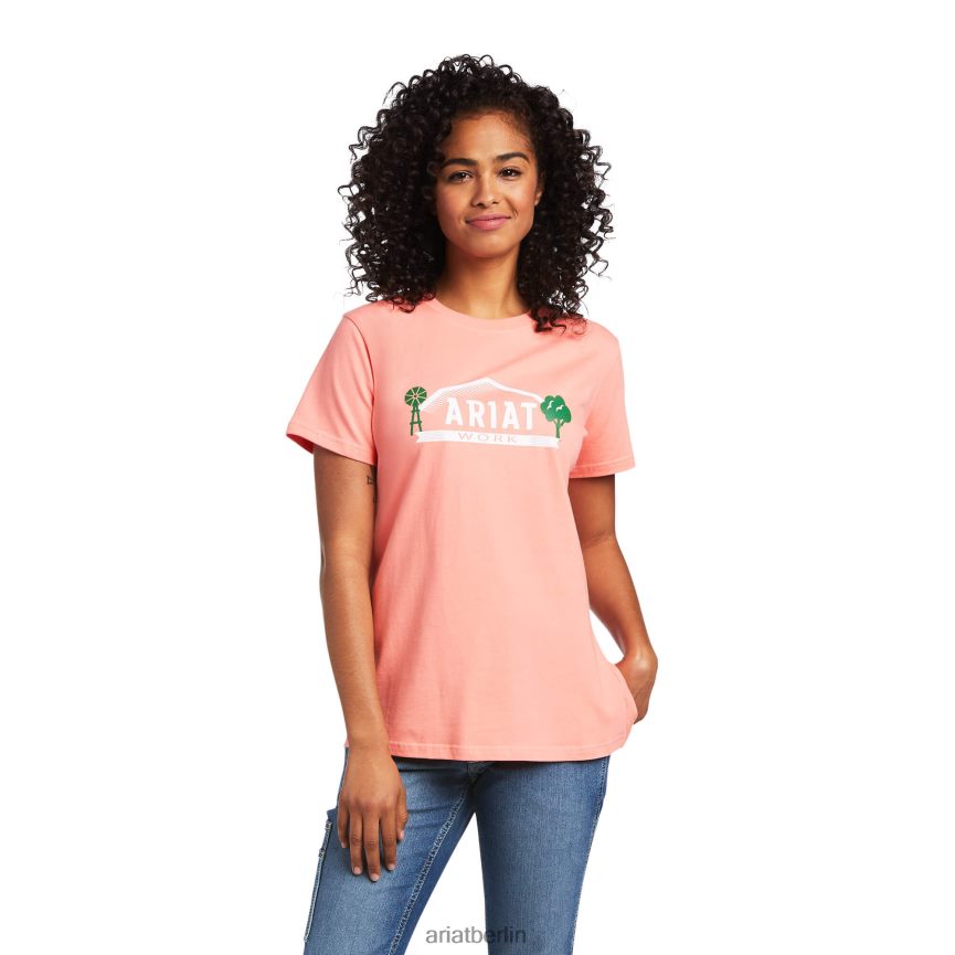 Ariat T-Shirt mit starker Farmgrafik aus Rebar-Baumwolle Frauen P4JJPR3031 Sommermelone Spitzen