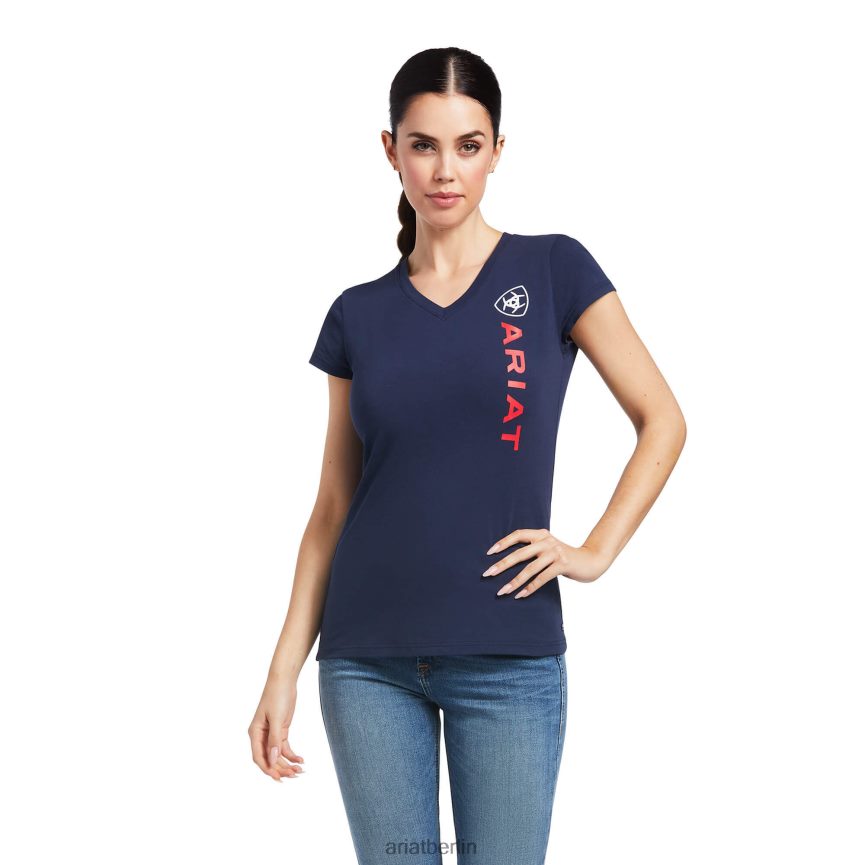 Ariat T-Shirt mit vertikalem Logo Frauen P4JJPR2878 Marine Spitzen