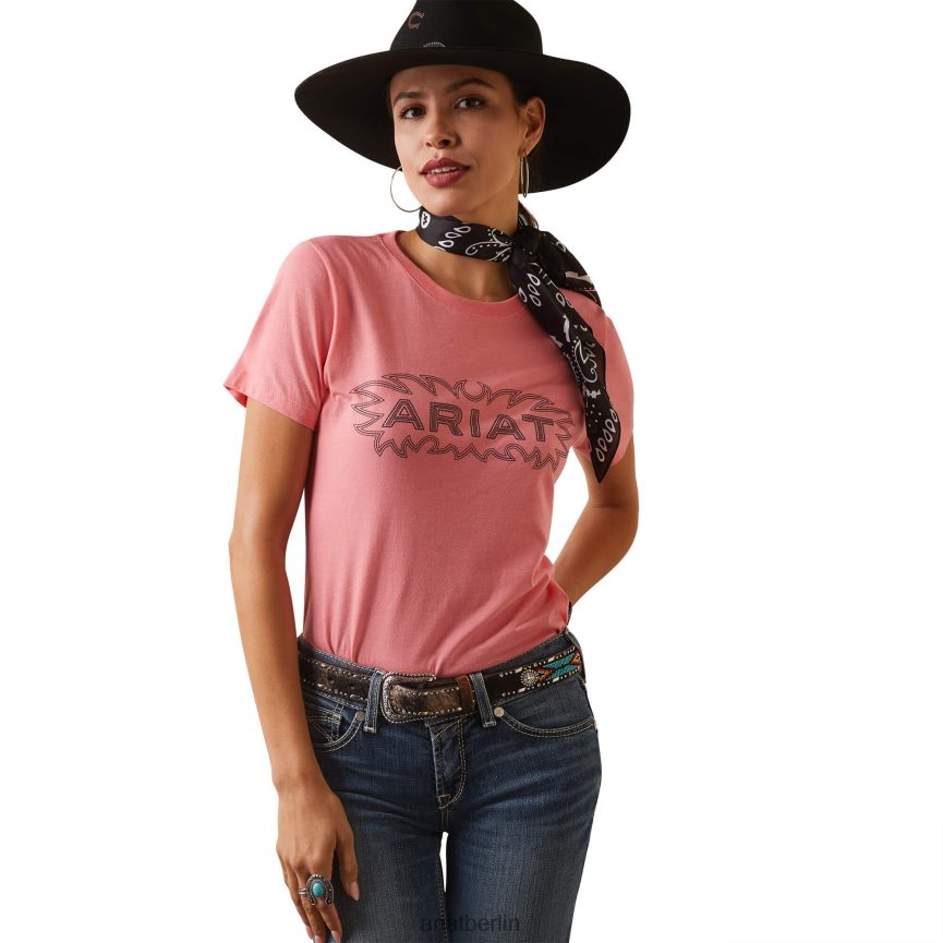 Ariat T-Shirt nähen Frauen P4JJPR2949 Korallenheide Spitzen