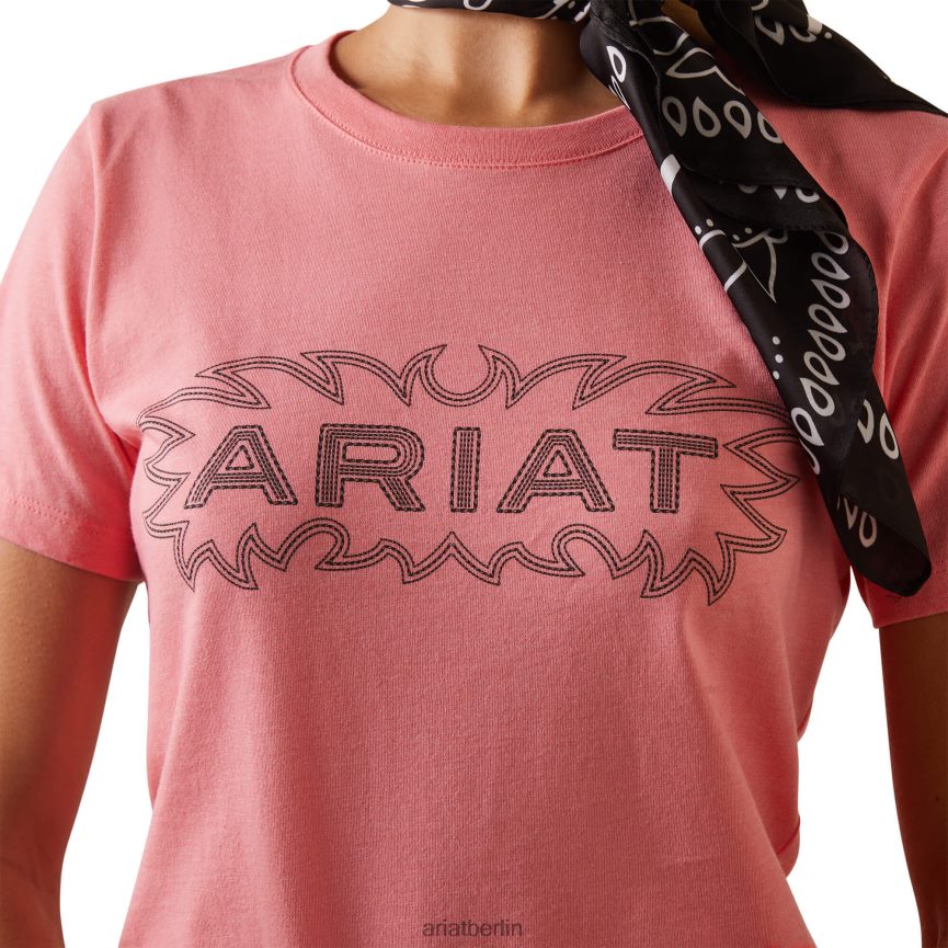 Ariat T-Shirt nähen Frauen P4JJPR2949 Korallenheide Spitzen
