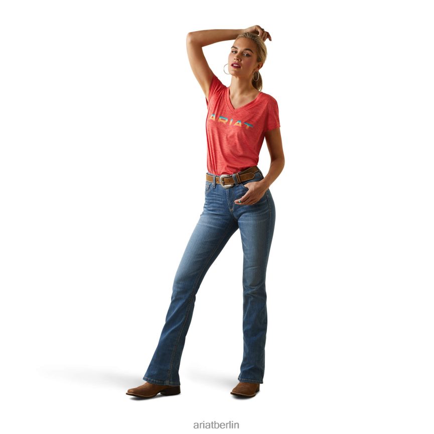 Ariat Top mit Laguna-Logo Frauen P4JJPR2859 Aura-Orange Spitzen