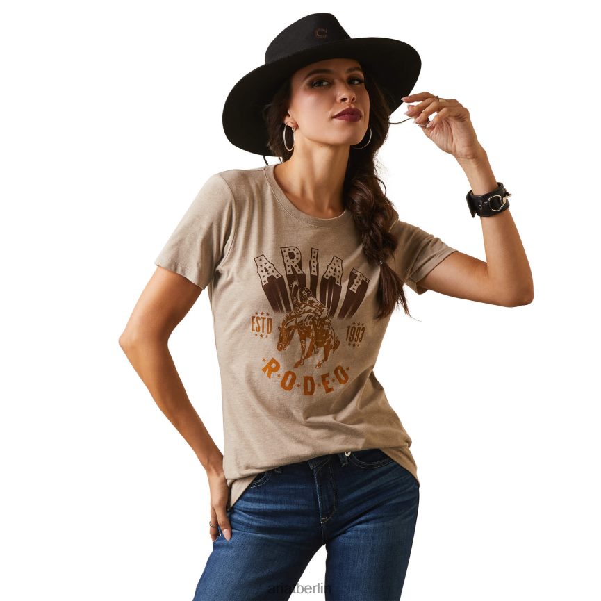 Ariat Vintage-Rodeo-T-Shirt Frauen P4JJPR2804 Haferflockenheide Spitzen