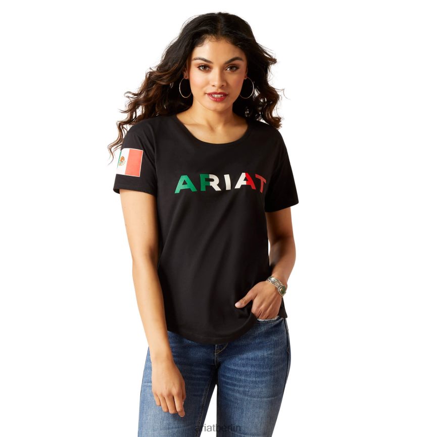 Ariat Viva Mexico T-Shirt Frauen P4JJPR2894 Schwarz Spitzen