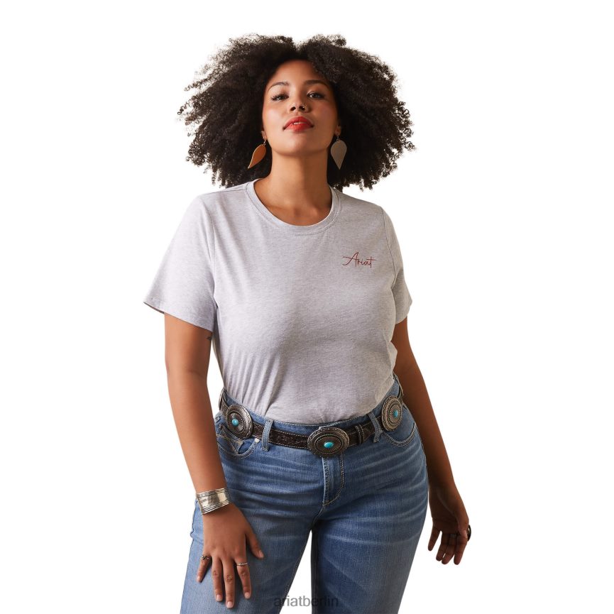 Ariat Wirklich cooles Kuh-T-Shirt Frauen P4JJPR2840 helles Heidegrau Spitzen