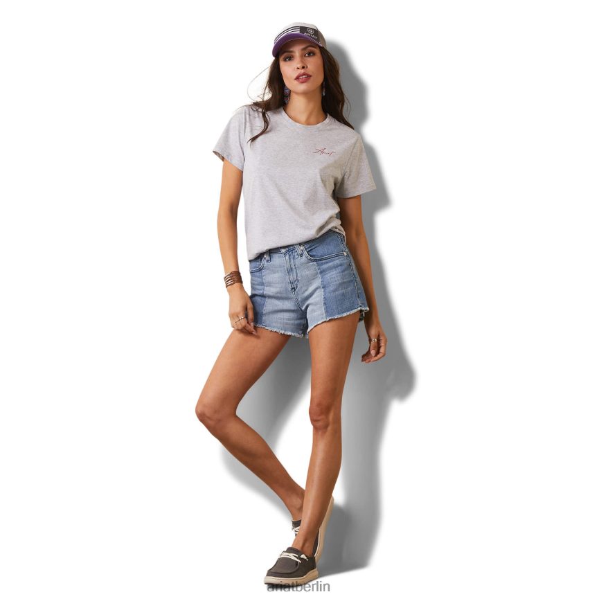 Ariat Wirklich cooles Kuh-T-Shirt Frauen P4JJPR2840 helles Heidegrau Spitzen