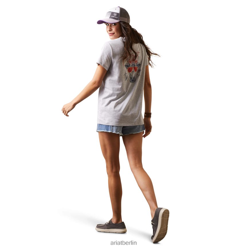 Ariat Wirklich cooles Kuh-T-Shirt Frauen P4JJPR2840 helles Heidegrau Spitzen