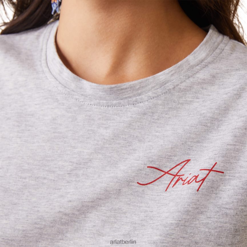 Ariat Wirklich cooles Kuh-T-Shirt Frauen P4JJPR2840 helles Heidegrau Spitzen