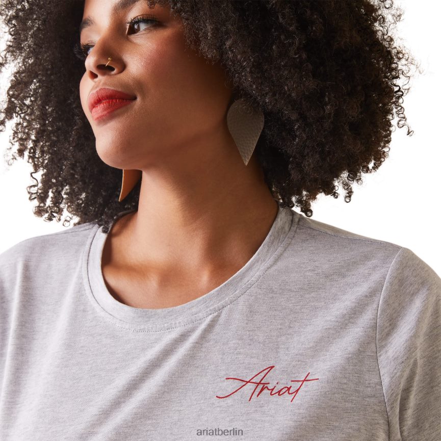 Ariat Wirklich cooles Kuh-T-Shirt Frauen P4JJPR2840 helles Heidegrau Spitzen