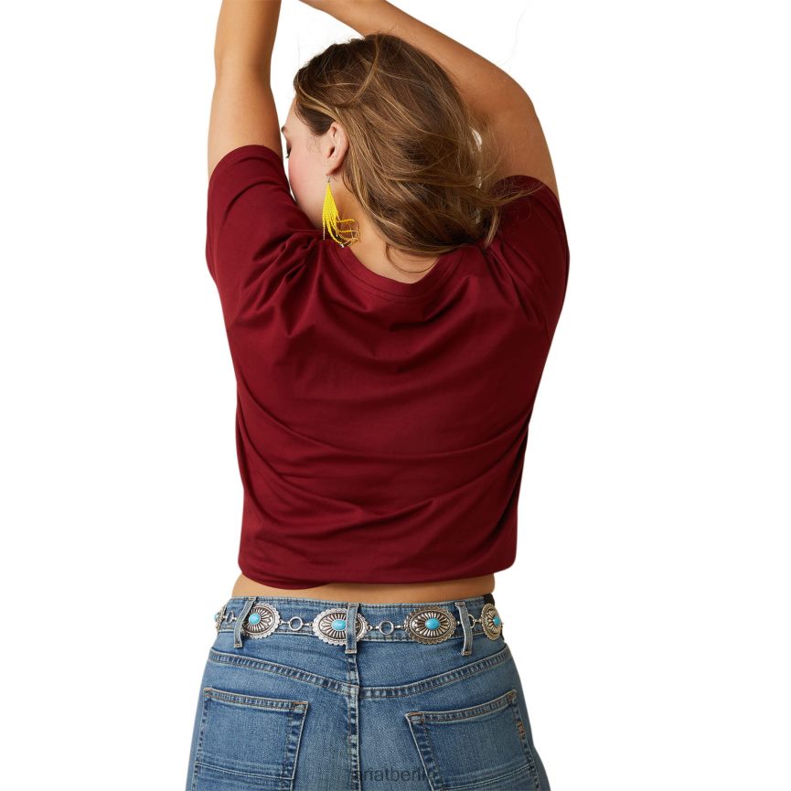 Ariat echtes Daisy-Steer-T-Shirt Frauen P4JJPR2814 Granatapfel Spitzen