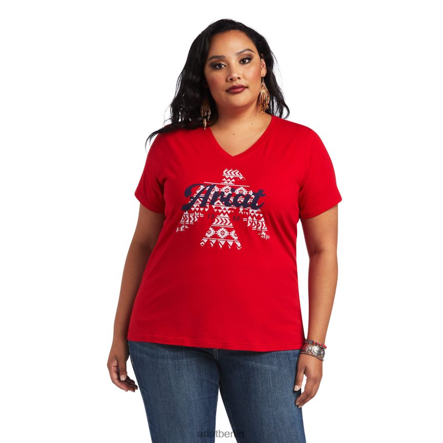 Ariat echtes Feuervogel-T-Shirt Frauen P4JJPR2911 Salsa Spitzen