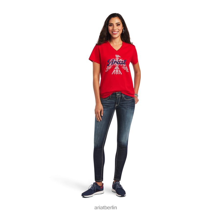 Ariat echtes Feuervogel-T-Shirt Frauen P4JJPR2911 Salsa Spitzen