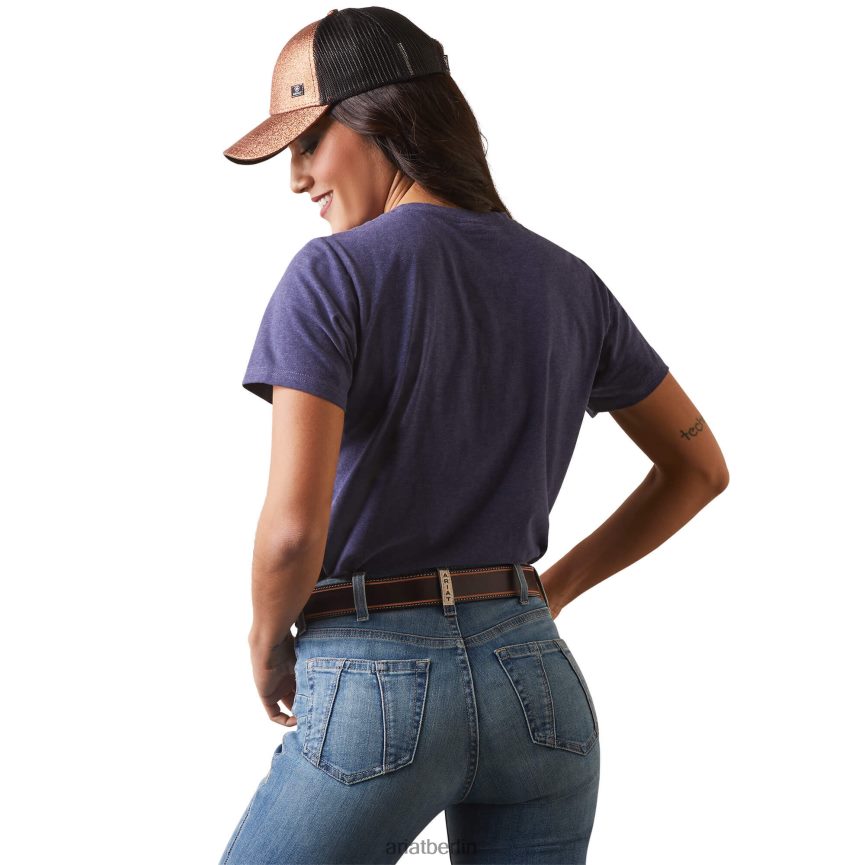 Ariat echtes Horizont-T-Shirt Frauen P4JJPR2940 Marineblau Spitzen