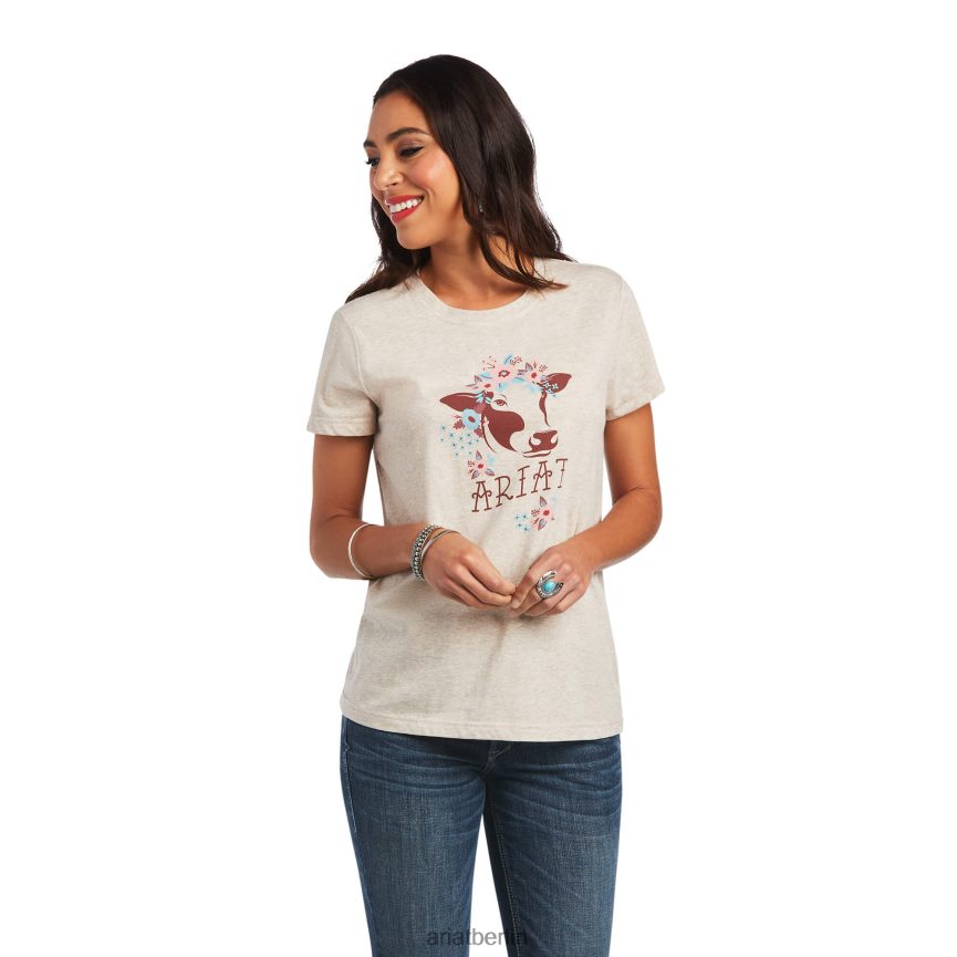 Ariat echtes Muh-T-Shirt Frauen P4JJPR3058 Weizenheide Spitzen