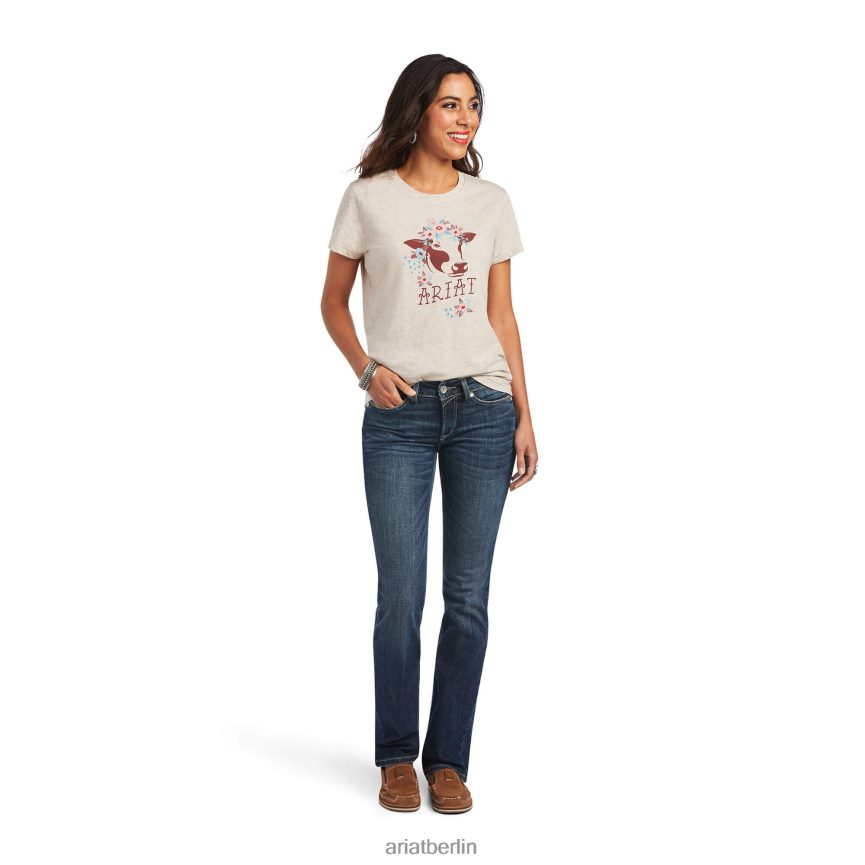 Ariat echtes Muh-T-Shirt Frauen P4JJPR3058 Weizenheide Spitzen