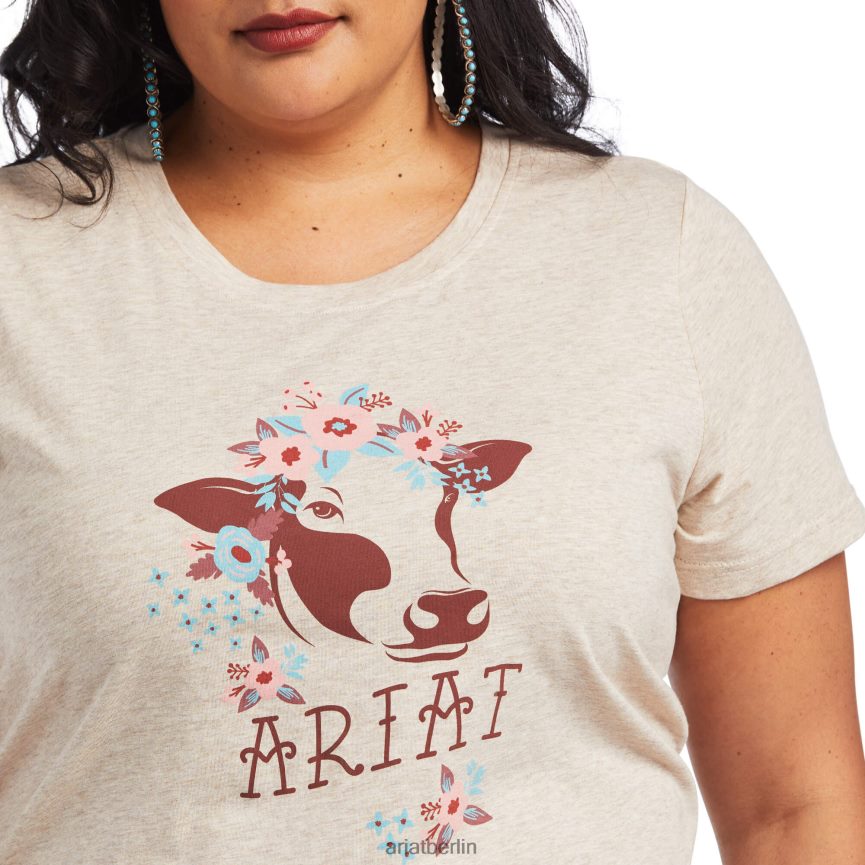 Ariat echtes Muh-T-Shirt Frauen P4JJPR3058 Weizenheide Spitzen