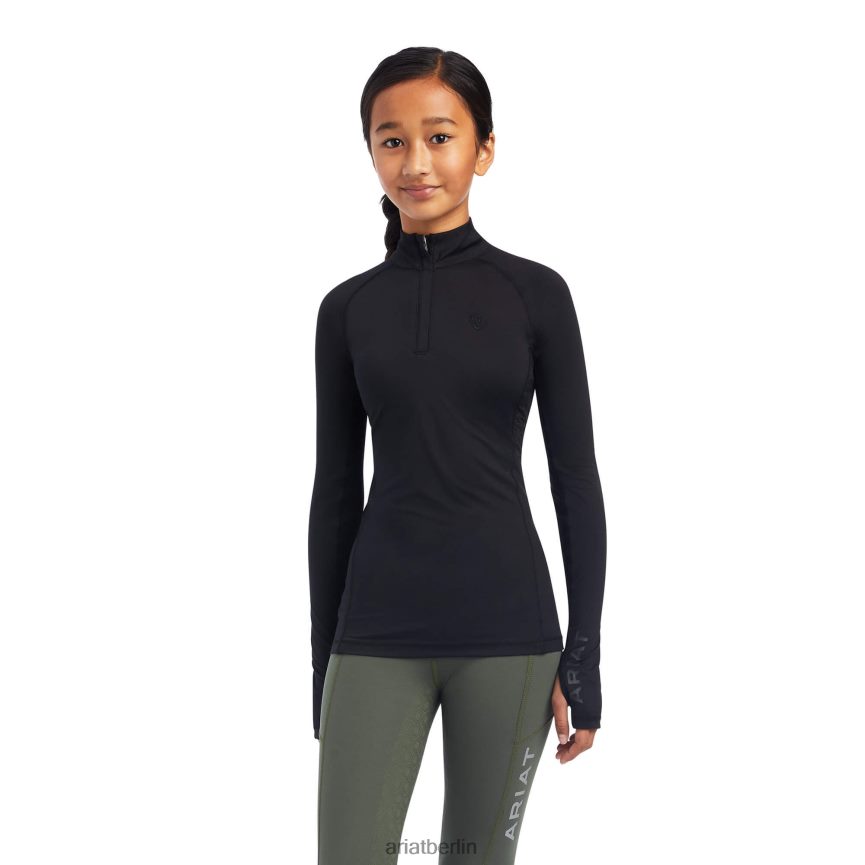 Ariat Lowell 2.0 Baselayer mit 1/4-Reißverschluss Kinder P4JJPR4036 Schwarz Kleidung