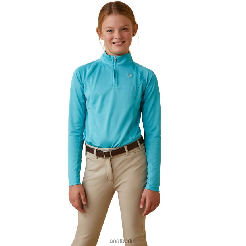 Ariat Sunstopper 2.0 Baselayer mit 1/4-Reißverschluss Kinder P4JJPR4024 Maui-Blau Kleidung