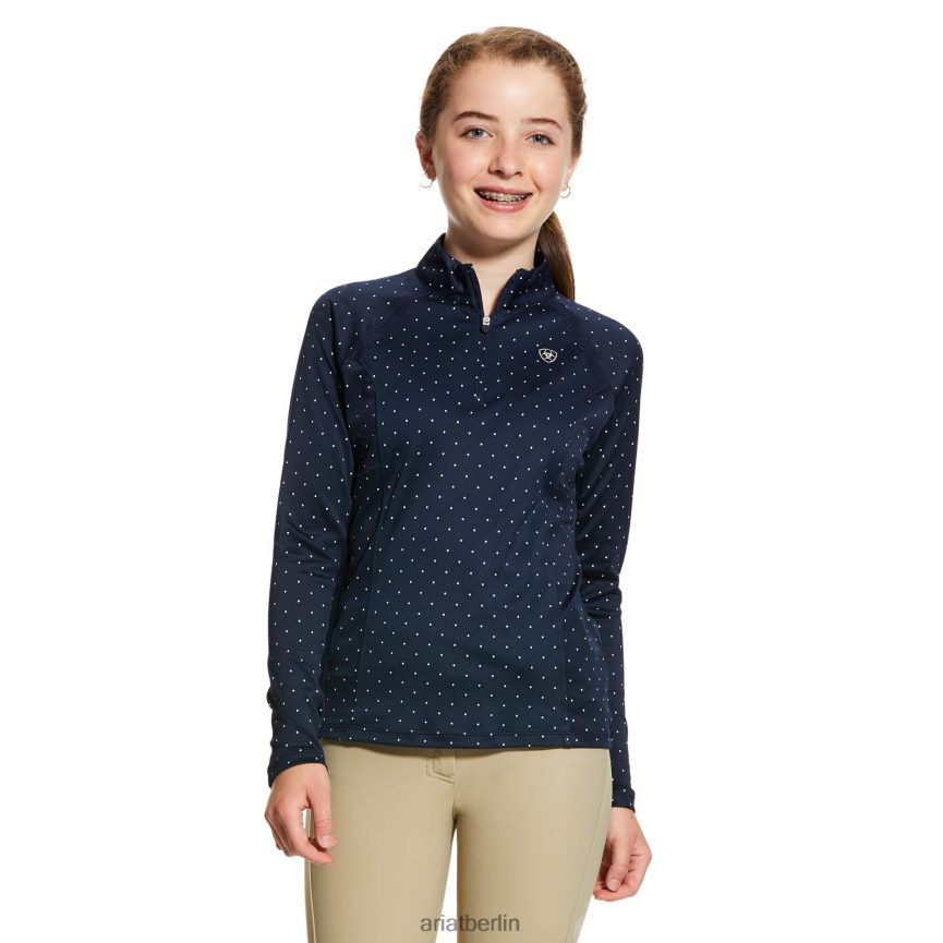 Ariat Sunstopper 2.0 Baselayer mit 1/4-Reißverschluss Kinder P4JJPR4038 Marineblauer Punkt Kleidung