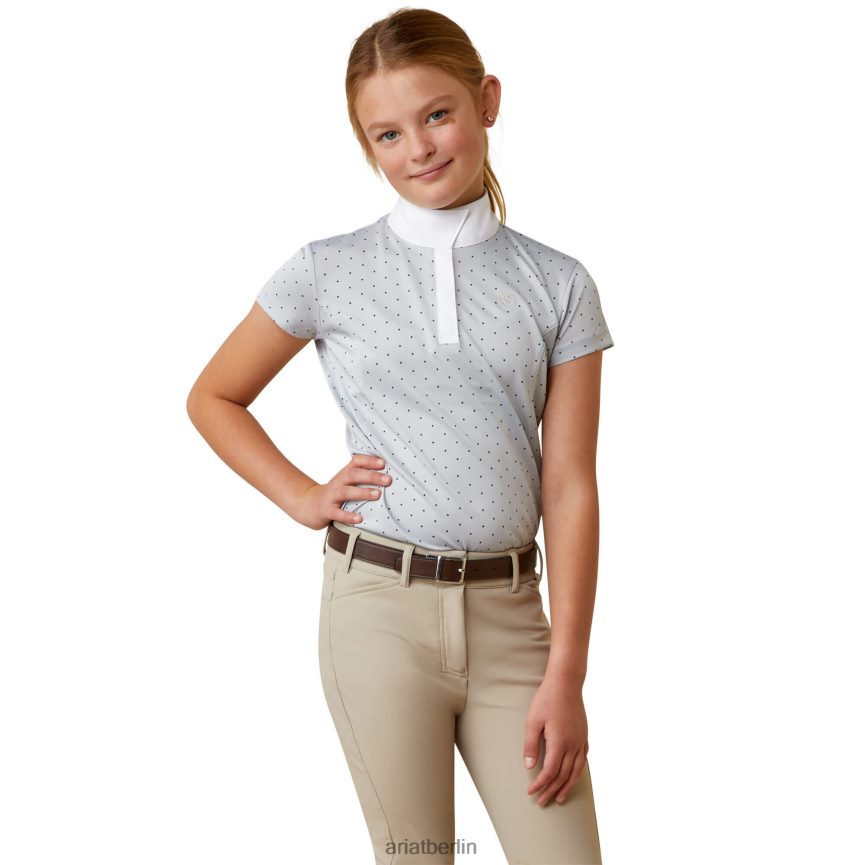 Ariat Aptos Turniershirt Kinder P4JJPR4040 perlgrauer Punkt Kleidung