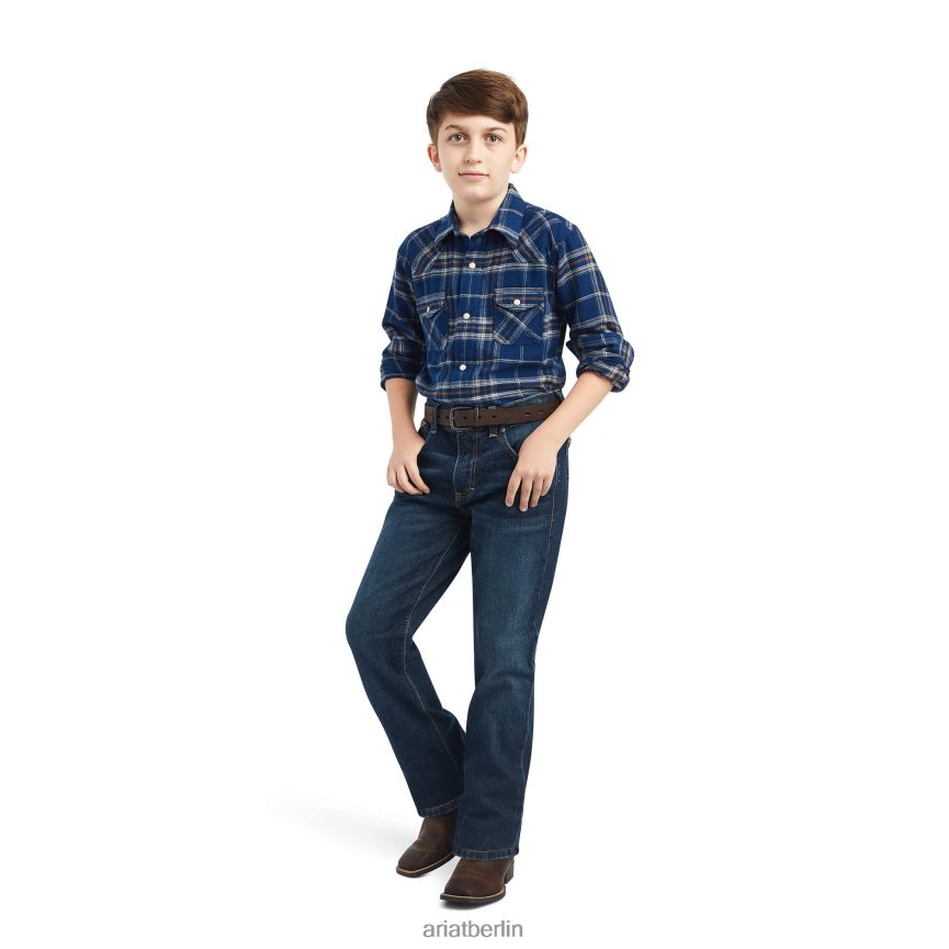 Ariat Holcombe Retro-Fit-Hemd Kinder P4JJPR4091 Immobilienblau Kleidung