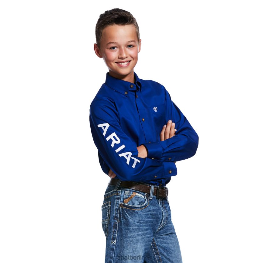 Ariat Klassisches Twill-Hemd mit Teamlogo Kinder P4JJPR4066 ultramarin/weiß Kleidung