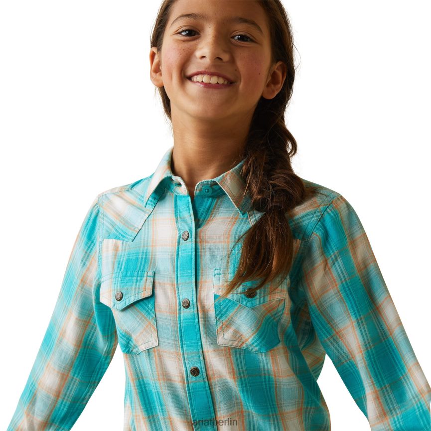 Ariat Ojai-Druckknopfshirt Kinder P4JJPR4095 Ojai-Plaid Kleidung