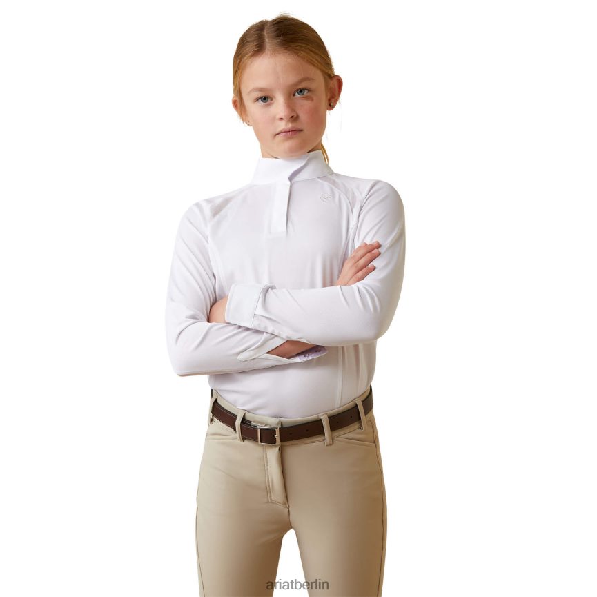 Ariat Sunstopper Pro 2.0 Turniershirt Kinder P4JJPR4043 Weiß Kleidung