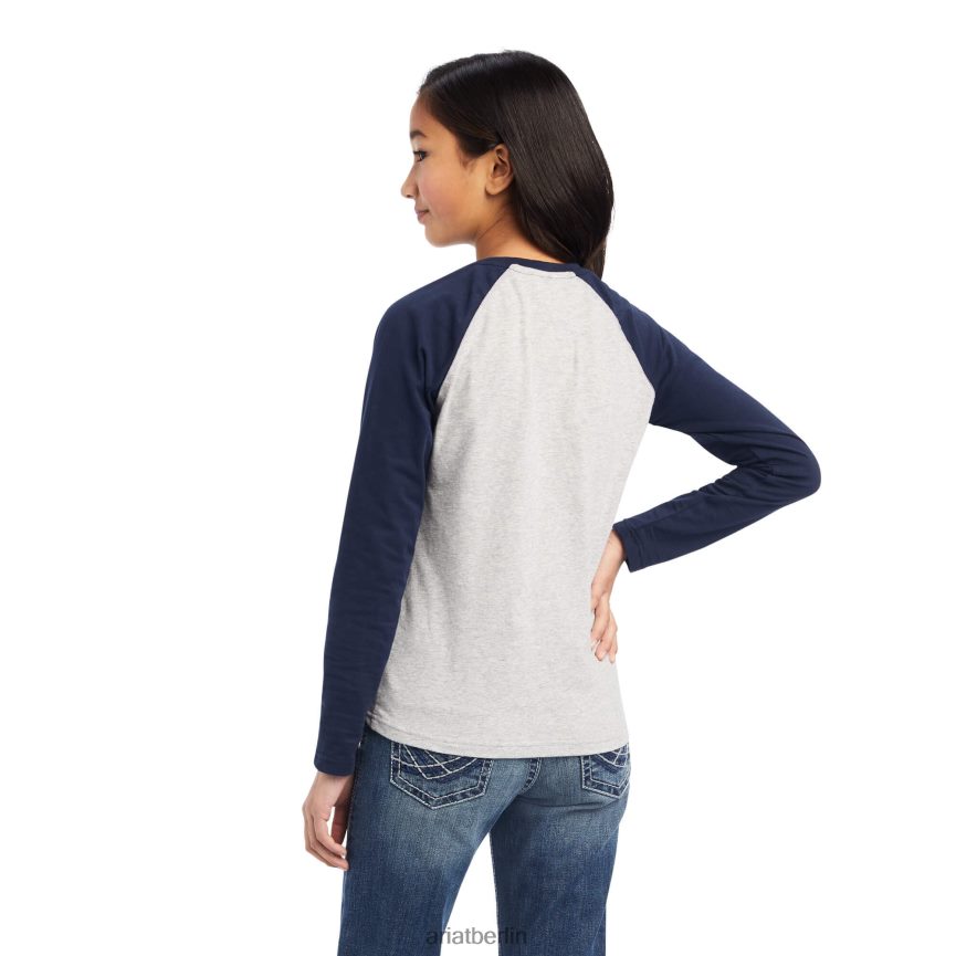 Ariat echtes Farmshirt Kinder P4JJPR4048 Heidegrau/Marinefinsternis Kleidung