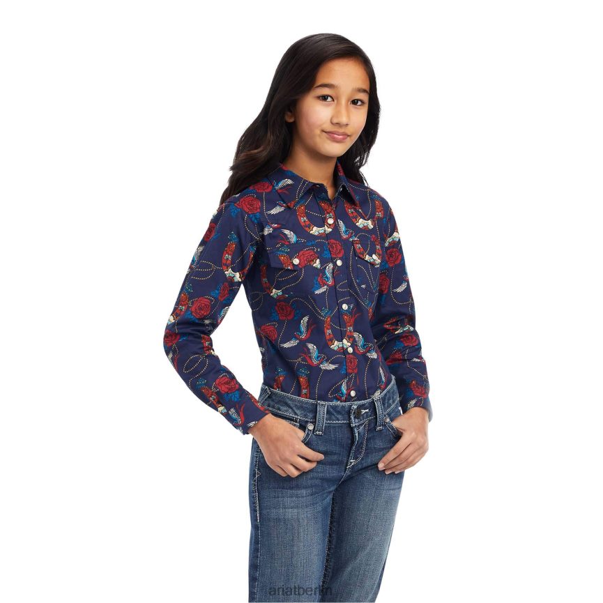 Ariat echtes Rosenshirt Kinder P4JJPR4089 Seiliger Rosendruck Kleidung