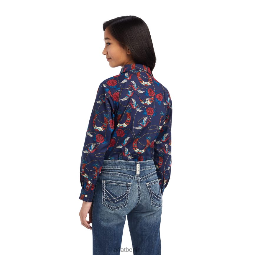 Ariat echtes Rosenshirt Kinder P4JJPR4089 Seiliger Rosendruck Kleidung