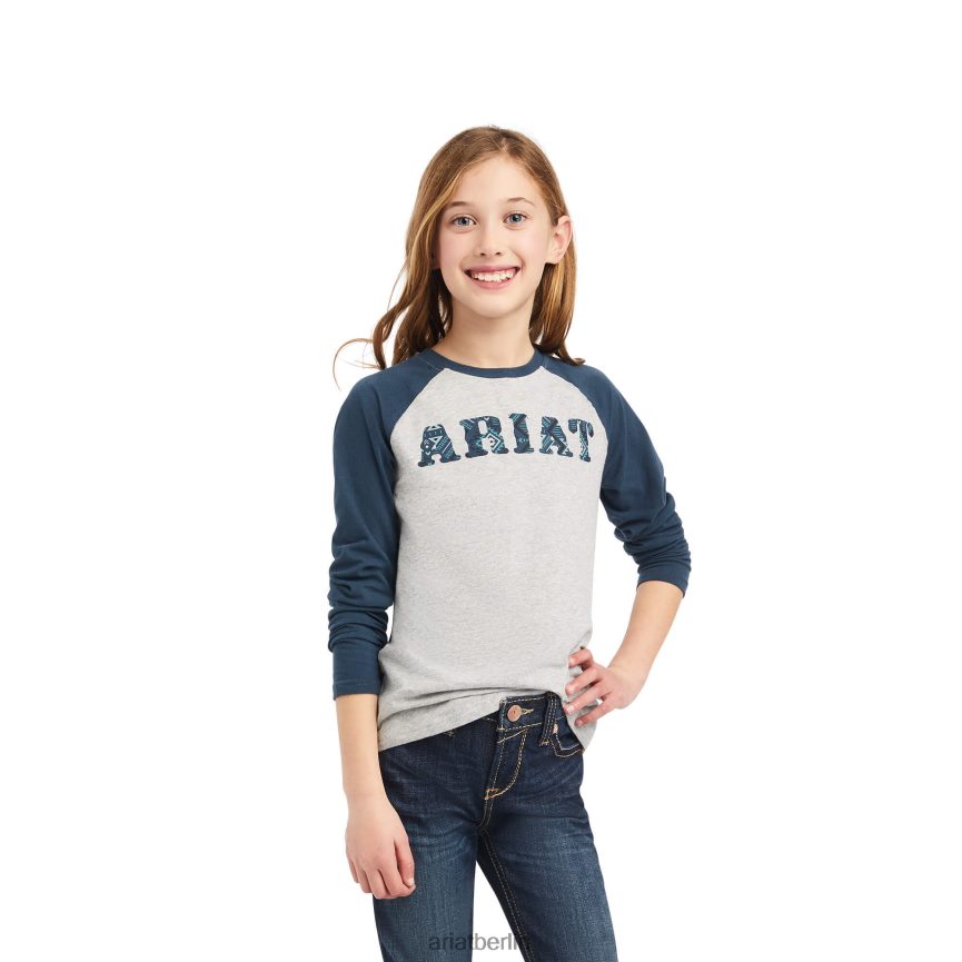 Ariat echtes Zuma-Baseballshirt Kinder P4JJPR4030 grau meliert Kleidung