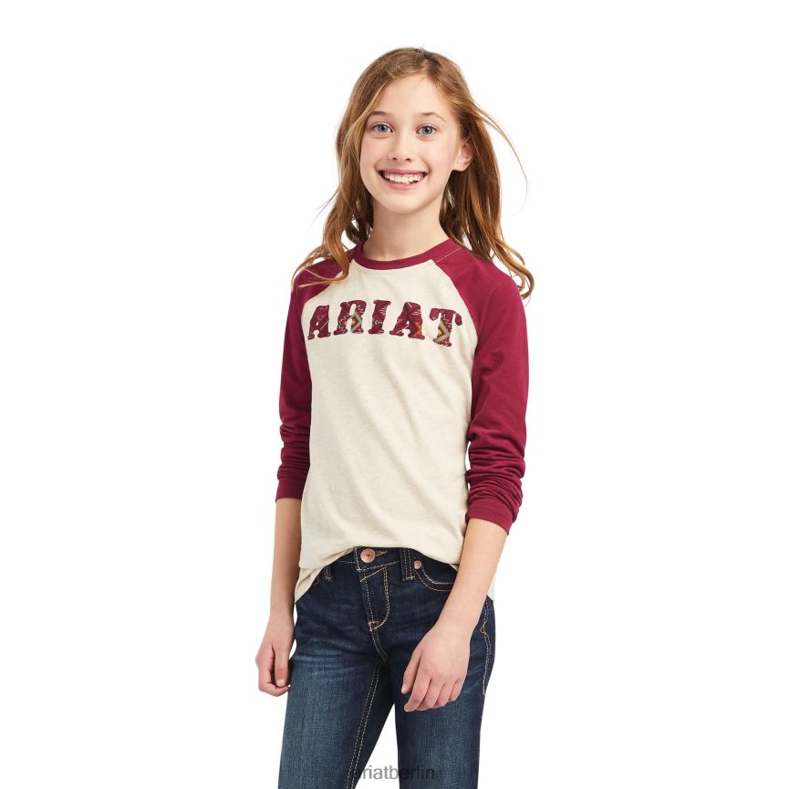 Ariat echtes Zuma-Baseballshirt Kinder P4JJPR4031 Haferflockenheide Kleidung