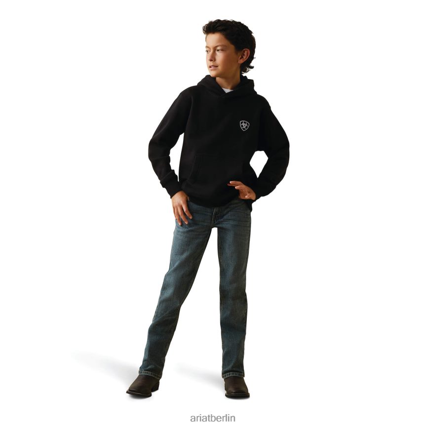Ariat Americana-Block-Hoodie Kinder P4JJPR4103 Schwarz Kleidung