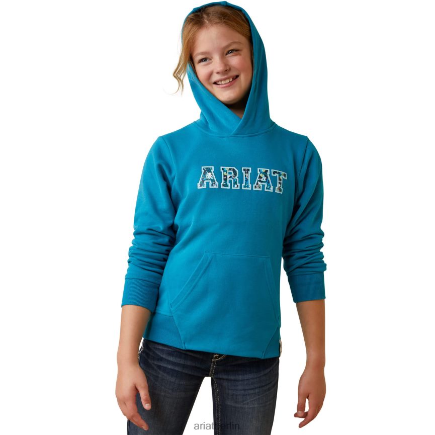 Ariat Kapuzenpullover mit 3D-Logo 2.0 Kinder P4JJPR3701 Mosaikblau Kleidung