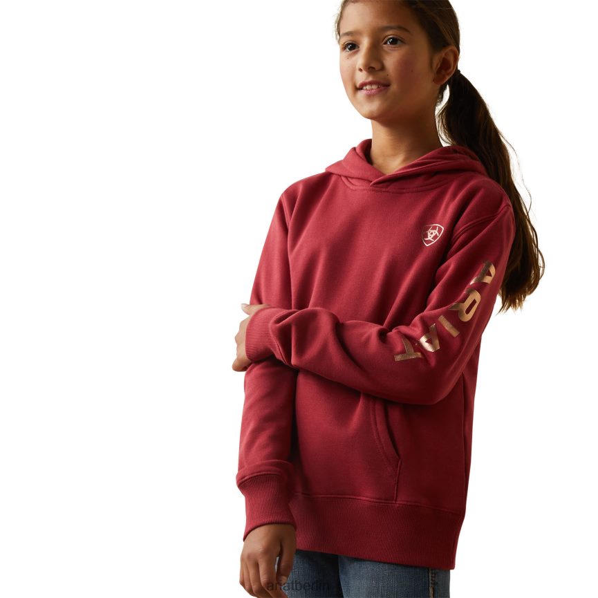 Ariat Kapuzenpullover mit echtem Armlogo Kinder P4JJPR4110 erdrot Kleidung