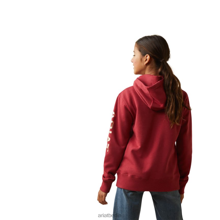 Ariat Kapuzenpullover mit echtem Armlogo Kinder P4JJPR4110 erdrot Kleidung