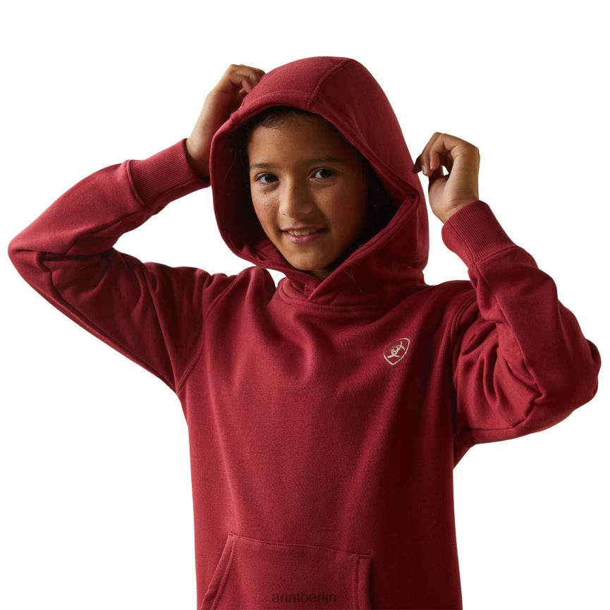 Ariat Kapuzenpullover mit echtem Armlogo Kinder P4JJPR4110 erdrot Kleidung